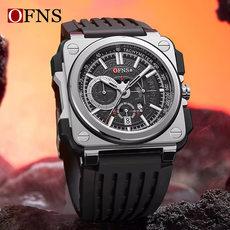 Ofns Armbanduhr Quarz, Silikon, Schwarz, Herren - Bild 2