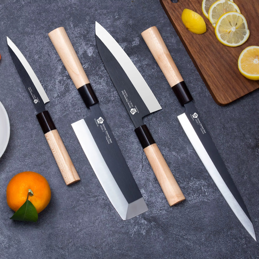 WILDMOK Nakiri-Messer aus Kohlenstoffstahl mit Holzgriff, 7 Zoll traditionelles Küchenmesser zum Schneiden - Bild 4