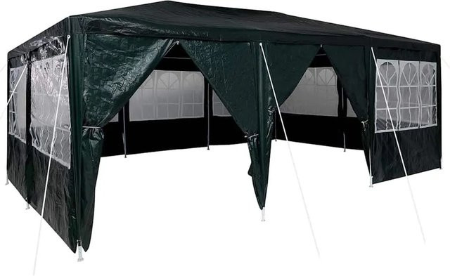 vidaXL Party-Zelt Grün aus Polyethylen und Stahl mit 8 abnehmbaren Wänden B/T/H: 600 x 400 x 266 cm - Bild 1