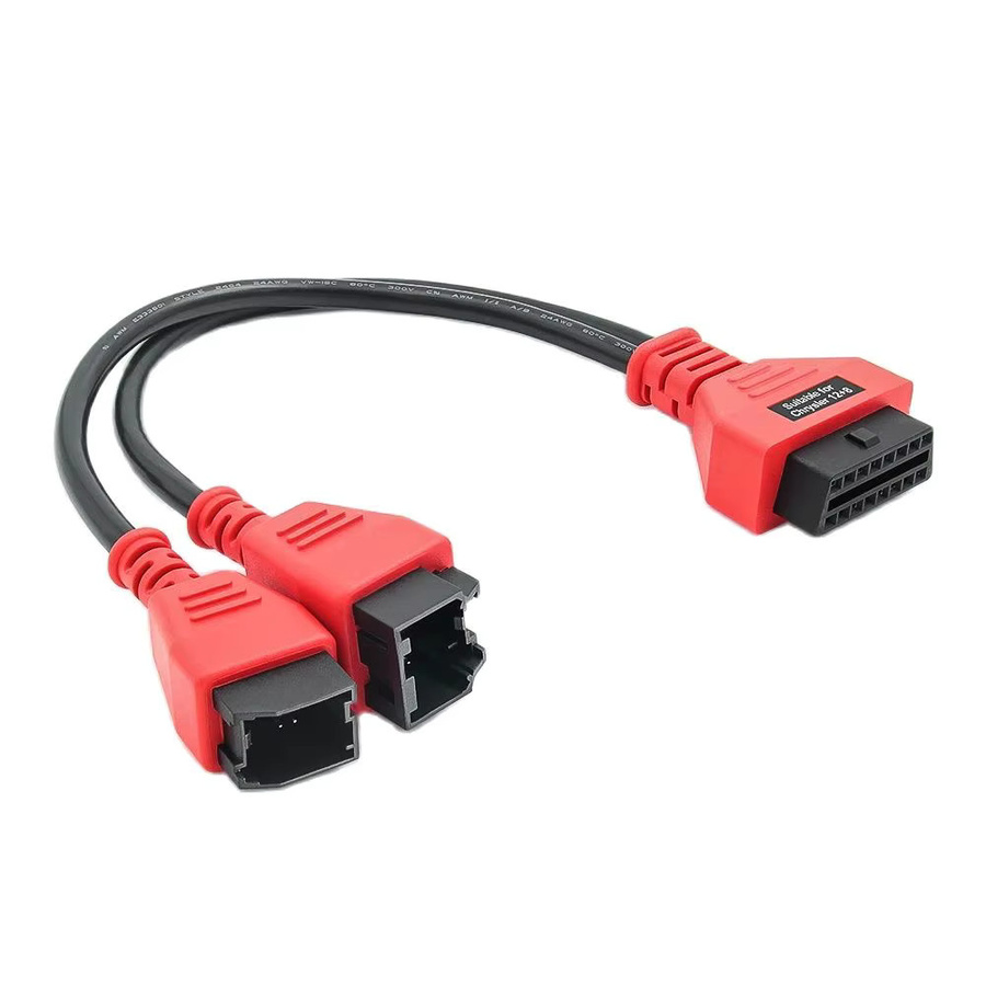 JFIND OBD2 Verlängerungsadapter für Chrysler und FCA, 12pin 8pin auf 16pin Stecker und Buchse, Farbe: Rot - Bild 2