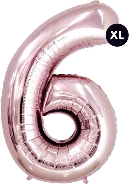 Rico Design Folienballon Zahl 6 in Rosa, Höhe: 86 cm - Bild 1