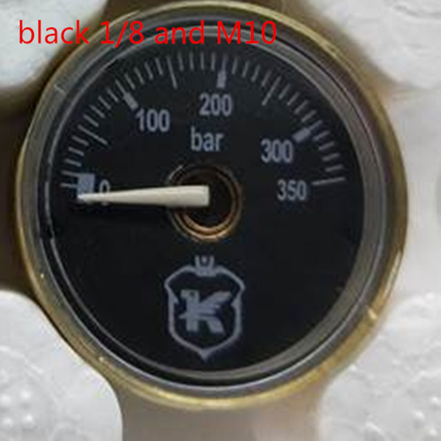 Mini-Luftdruckmessgerät aus Kupfer mit M10*1 G1/8 Zoll Anschluss, 350bar, Manometer mit Schwarz-Weiß-Zifferblatt und 28 mm Durchmesser - Bild 1