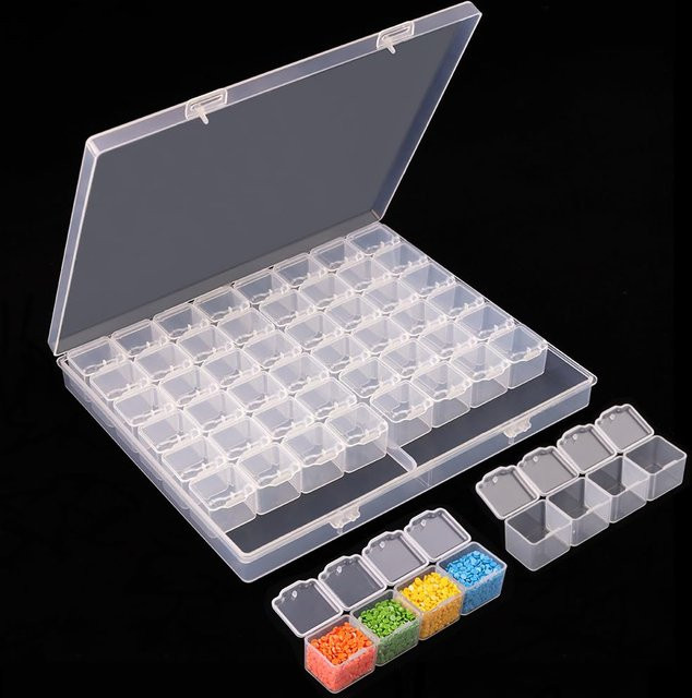 Diamant-Stickerei-Aufbewahrungsbox mit 28/56 Fächern aus Kunststoff für Diamantmalerei und Kreuzstich-Zubehör - Bild 1