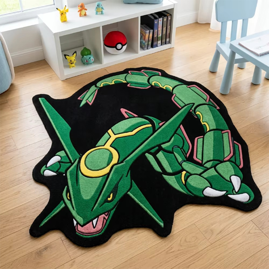 Bandai Pokemon Fußmatte Rayquaza Drache mit 3D-Druck in Multicolor, waschbare Bodenmatte für Fans - Bild 1