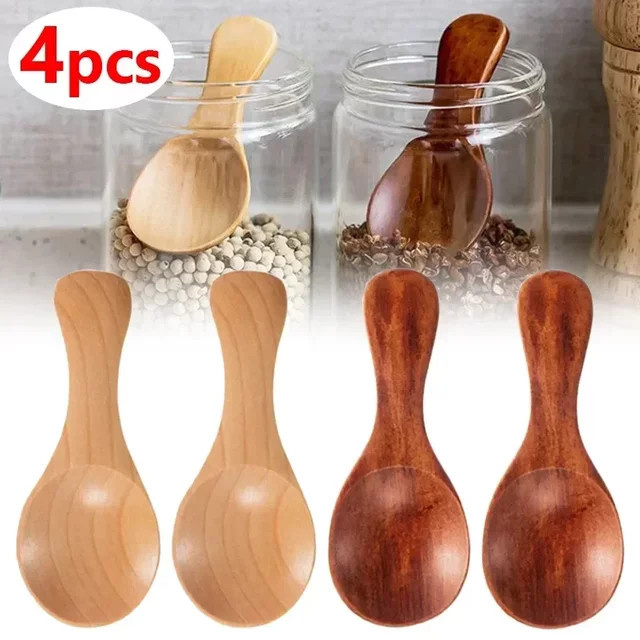 Mini Holz Teelöffel für Gewürze Kaffee und Zucker in Braun - Bild 1