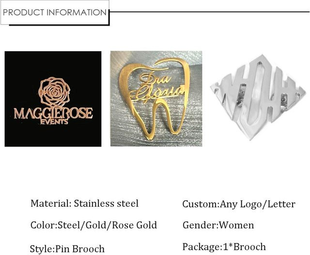 Brosche Edelstahl, Gold, Unisex - Bild 1