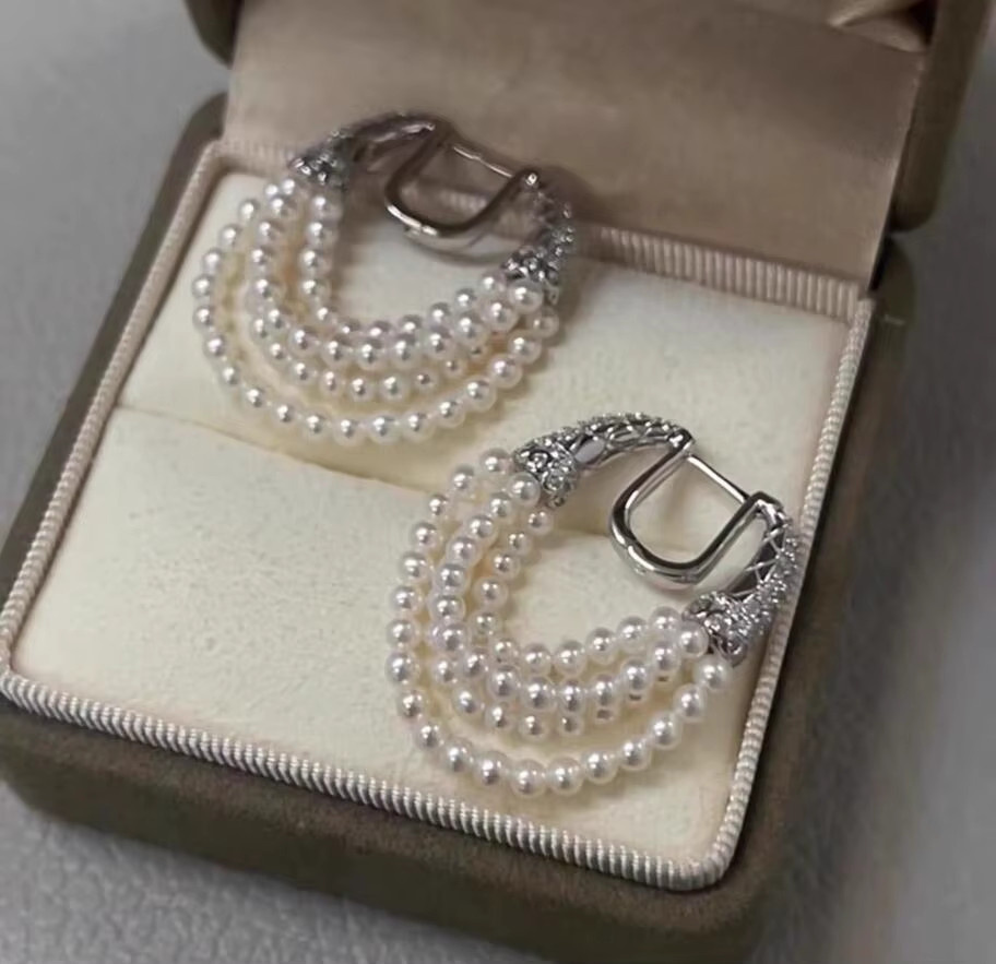 Ohrring 925 Silber, weiße Muschelperlen, 3 mm, Unisex - Bild 3