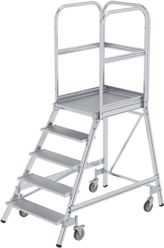 MUNK Günzburger Steigtechnik Aluminium Podestleiter Silber, Arbeitshöhe: 3,2 m, Plattform B: 60 cm, T: 80 cm - Bild 2