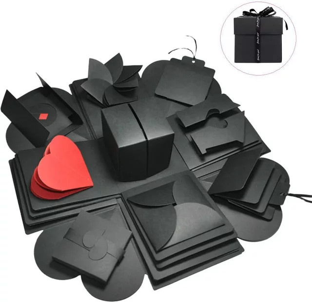 DIY Explosion Fotoalbum Geschenkbox aus Papier in Schwarz für romantische Überraschungen - Bild 1