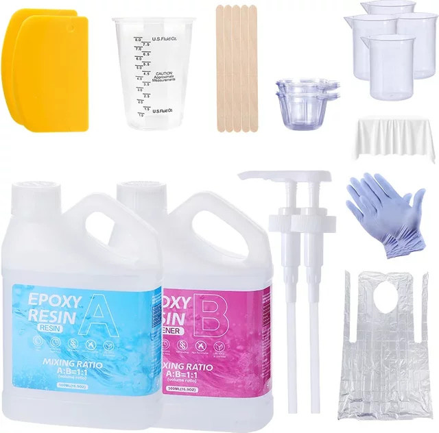 QIAO Epoxidharz-Set kristallklar und blasenfrei für DIY-Projekte und Tischschmuck - Bild 1