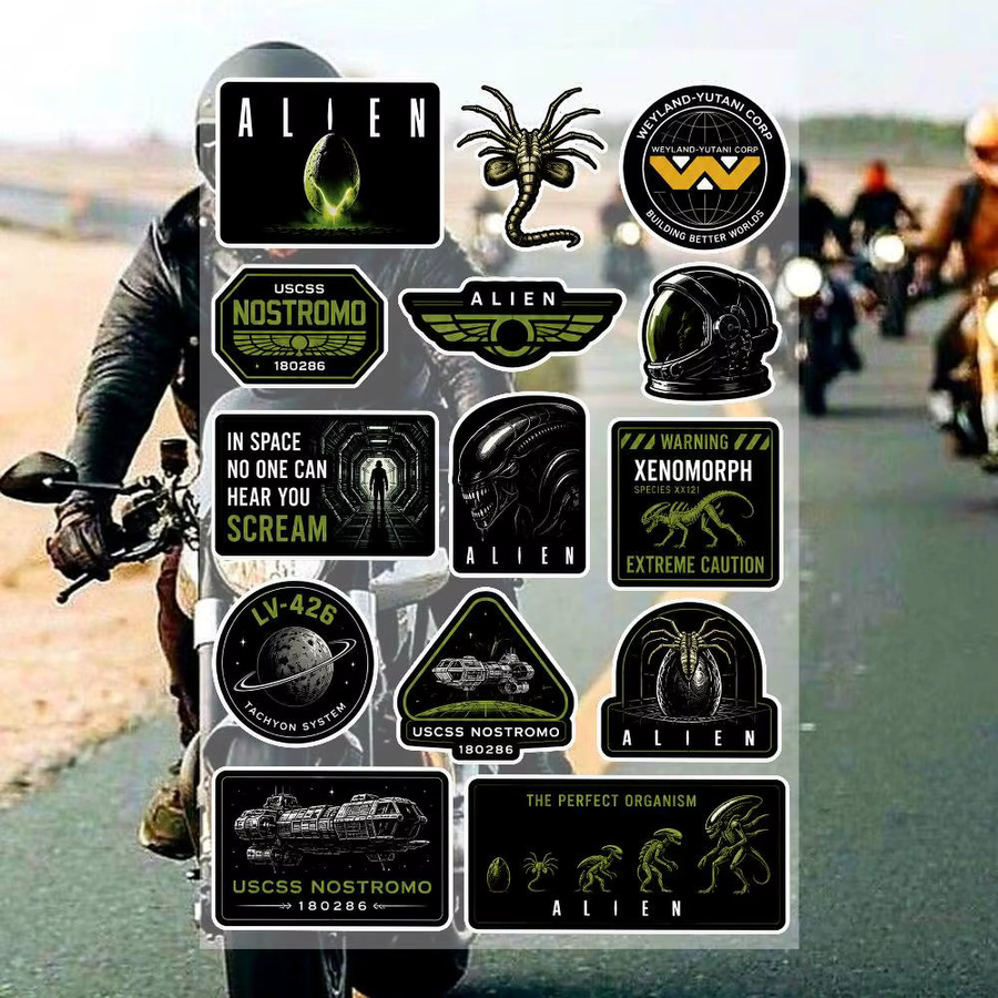 Film A-Alien Ästhetische Graffiti-Aufkleber aus wasserfestem PVC in Multicolour für Motorrad, Skateboard, Auto, Helm und Notizbuch zur DIY-Dekoration - Bild 3