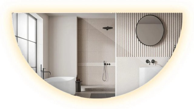 Wallfluent Beleuchteter Spiegel in moderner Bogenform mit LED-Licht, Warmweiß 3000K, B/H: 30 x 60 cm - Bild 1