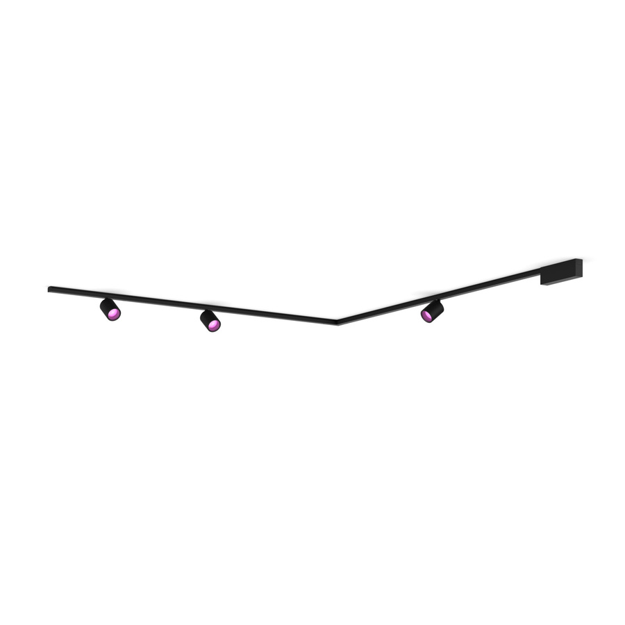 Philips Hue Perifo Basis-Set L-förmige Deckenleuchte in Schwarz mit 3 Spots und Schienensystem - Bild 1
