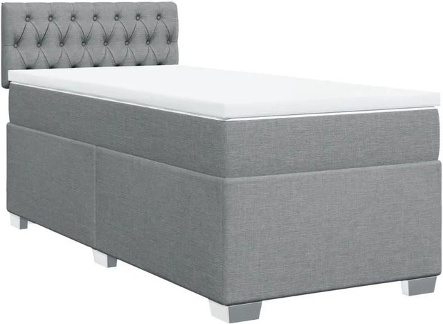 vidaXL Boxspringbett Hybrid mit Matratze und Taschenfederkern in Hellgrau, B/T/H: 80 x 200 x 100,5 cm - Bild 1