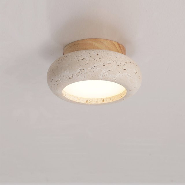 Nakaguwabi Minimalistische Deckenleuchte im Sabi-Stil aus Keramik in Gelb und Beige für Flur, Balkon und Treppenhaus - Bild 1