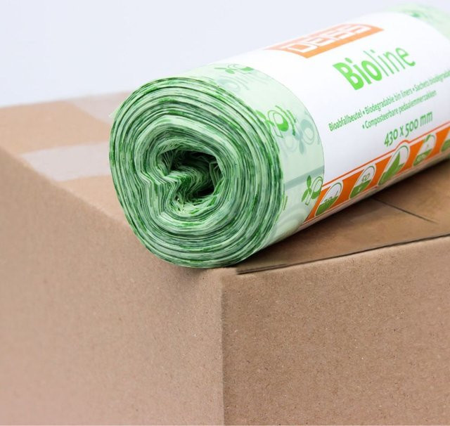 Deiss Biomüllbeutel aus kompostierbarem ecovio-Kunststoff, flüssigkeitsdicht, grün, 20 l, 50 Stück - Bild 1