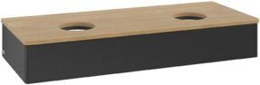 V&B Waschtischunterschrank Antao ohne Frontstruktur, Eiche honig, Blau lackiert, B/T/H: 120 x 50 x 19 cm - Bild 1