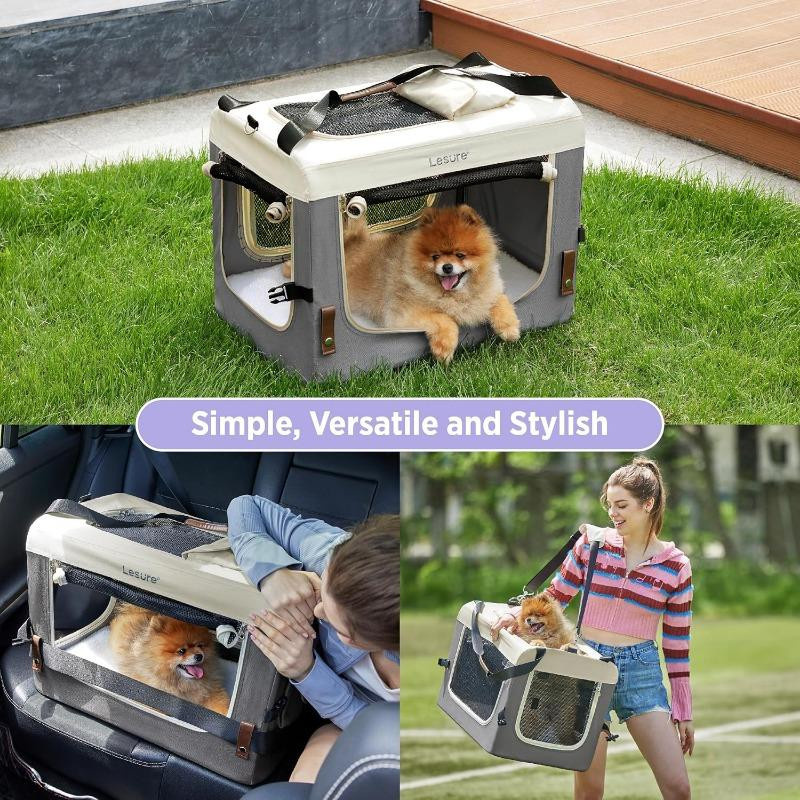 Zusammenklappbare Reise-Hundebox für kleine Hunde aus Nylon, tragbare weiche Haustierbox für Outdoor und Indoor, faltbares Stoff-Hundegehege mit Griff, B/T/H: 17 x 17 x 17 cm - Bild 3