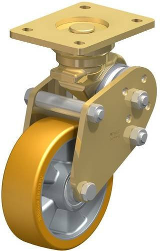 Blickle BPFE-ALTH 150K Bockrolle gefedert in Silber und Gelb mit Aluminium, Rad-Durchmesser: 150 mm, Tragfähigkeit: 500 kg - Bild 1