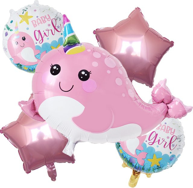 KUKUZHU Narwal Latex Ballons mit Pailletten für Babypartys und Geburtstagsdekorationen in Blau, Rot oder Pink - Bild 1