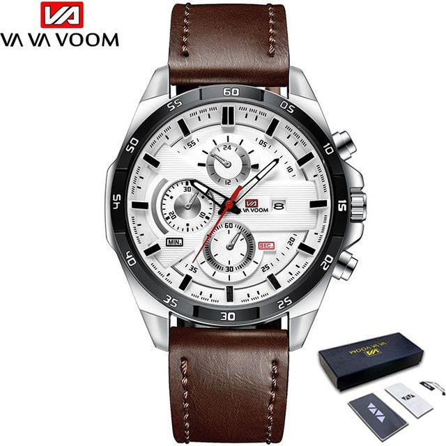 VA VA VOOM Armbanduhr Chronograph, Quarz, Edelstahl, Leder, Herren - Bild 1