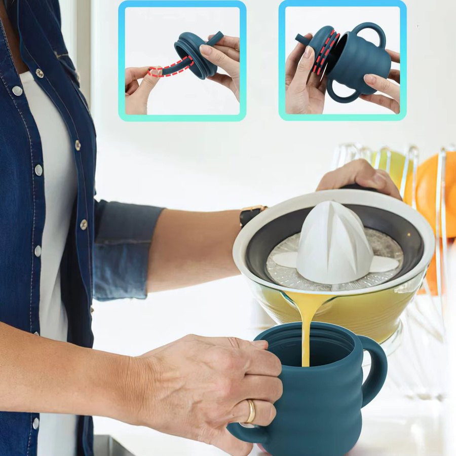 Auslaufsicherer Lernbecher aus Silikon mit Trinkhalm für Babys - Bild 2