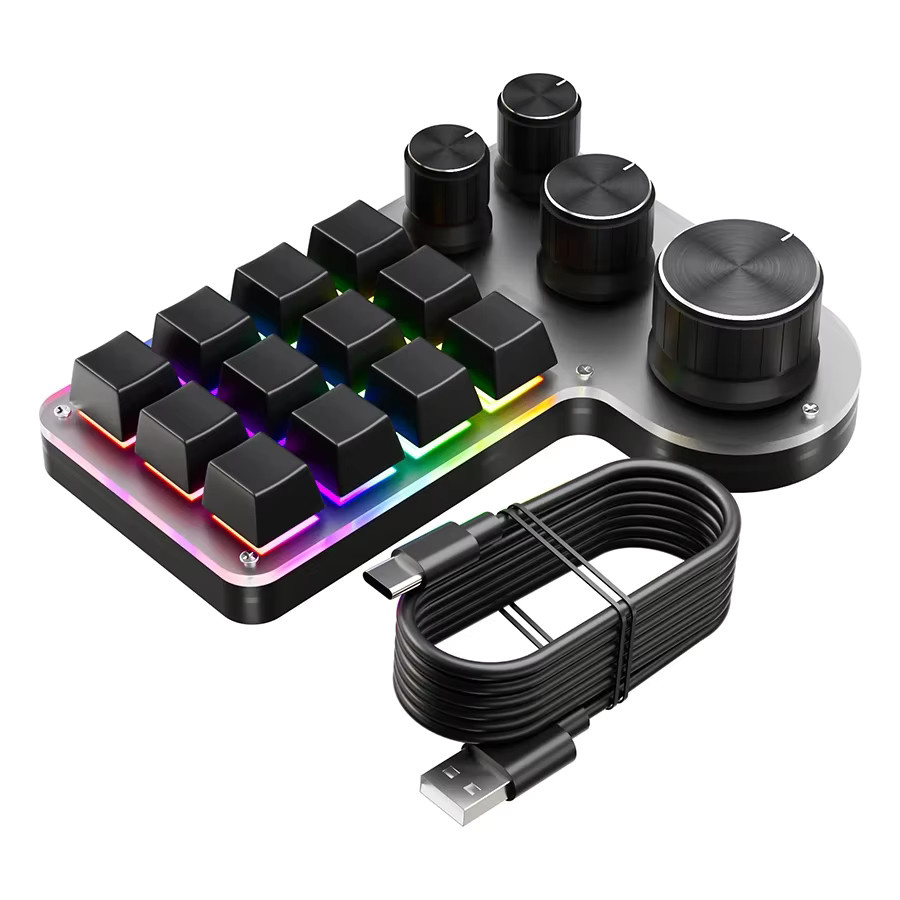 GGBEE Programmierbare Makro-Tastatur mit 12 Tasten und 4 Knöpfen, RGB Gaming-Tastatur in Schwarz, Hot-Swap-fähig, mit Bluetooth, 2,4 G und USB-Verbindung - Bild 4