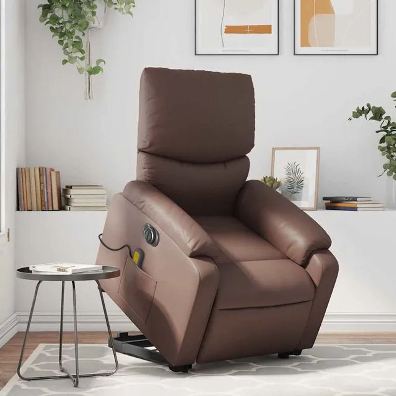 Vidaxl Elektrischer Relaxsessel mit Massagefunktion in Braun aus Kunstleder - Bild 1