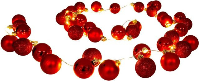 Näve Outdoor LED Weihnachtsdeko Lichterkette Rot mit Timer und IP44 Schutz - Bild 1