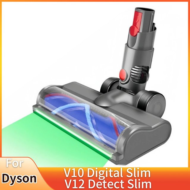 Dyson Roller Clean Bürstenkopf für V10 Digital Slim und V12 Detect Slim mit grünen LED-Leuchten in Grau und Grün - Bild 1