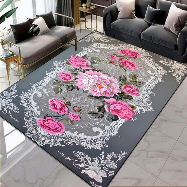 Karpetti Teppich mit Blumenmuster im europäischen Stil, mehrfarbig, B/T: 200 x 300 cm - Bild 1