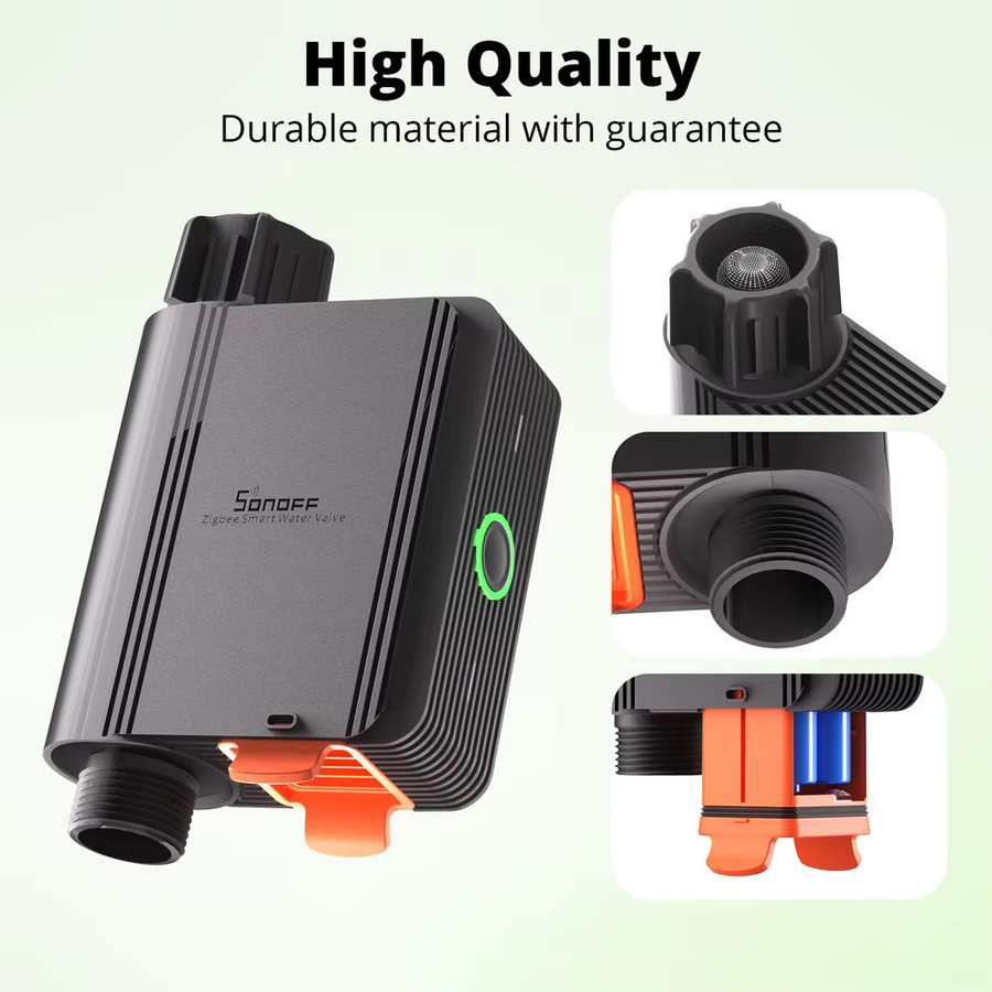 SONOFF SWV Zigbee Smart Water Valve IP55 Automatisches Bewässerungsventil in Schwarz mit Timer und App-Steuerung für Alexa und Google Home - Bild 3