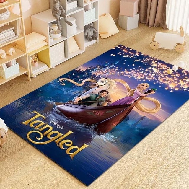 MINISO Disney Rapunzel Teppich für Kinderzimmer und Wohnzimmer, Rosa und Blau, B/T: 80 x 50 cm - Bild 1