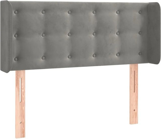 vidaXL LED Kopfteil aus Samt in Hellgrau mit USB-Ladeport, Breite: 103 cm, Tiefe: 16 cm, Höhe: 78-88 cm - Bild 1