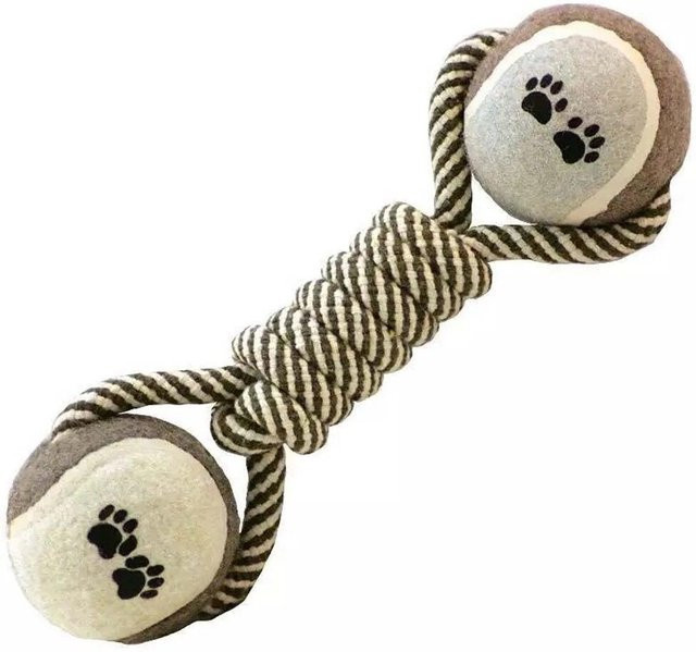NATAWA Haustier Kauspielzeug Baumwollseil Tennis Hantel Ball, beige - Bild 1