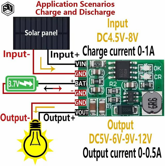 Great it DC DC Boost Konverter Modul für 18650 Lithium Akkus, Ladegerät und Entlader, Farbe: Grün - Bild 1
