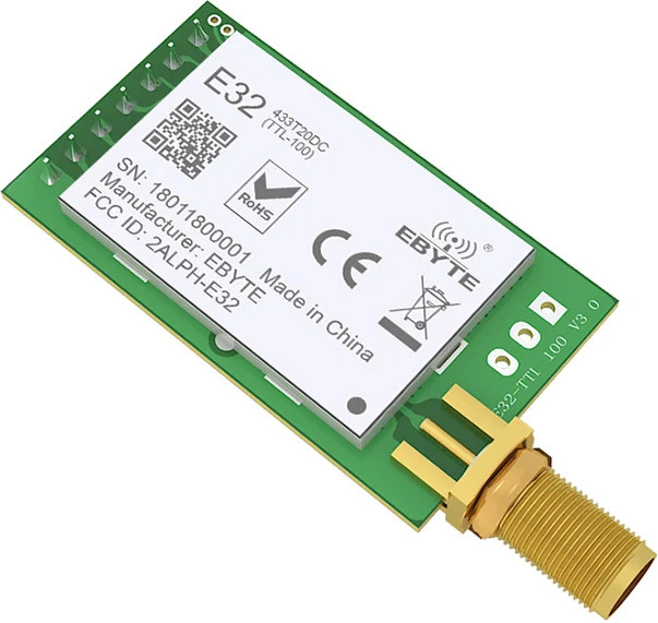 CDEBYTE LoRA UART RF-Modul E32-433T20D-V8 433MHz 20dBm Langstrecken-Transceiver Sender Empfänger mit SMA-K Antenne in Grün - Bild 1