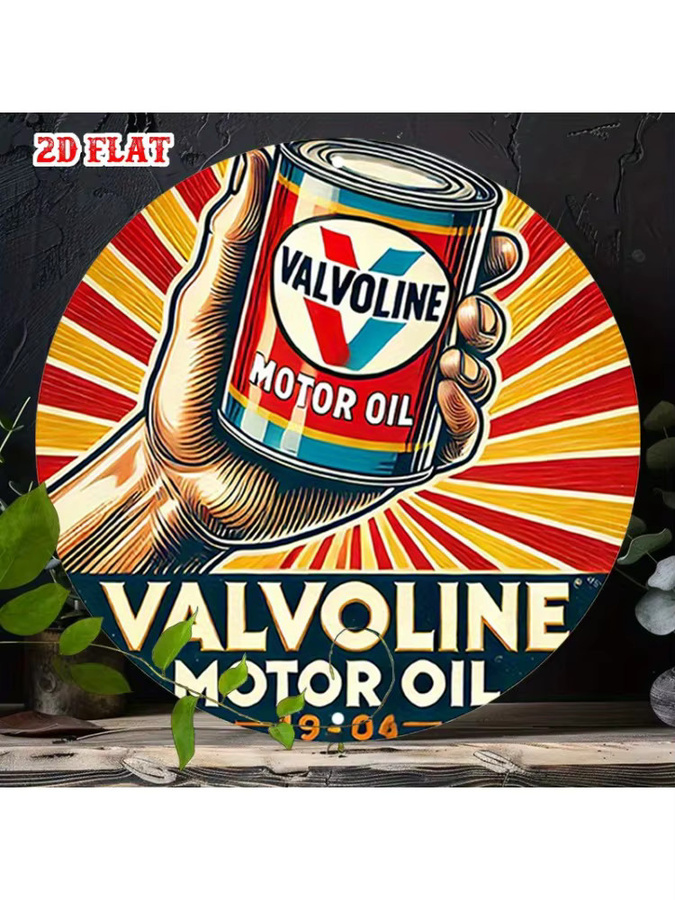Potdemiel Metallschild Valvoline Motor Oil Vintage Garage Dekor Rund, Durchmesser: 20 cm, Mehrfarbig - Bild 6
