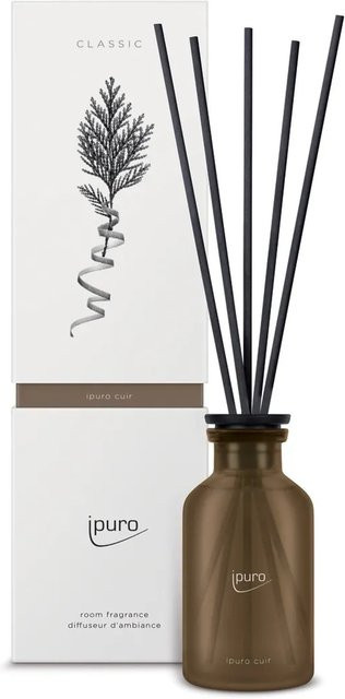 ipuro Raumduft Classic Cuir Reed Diffuser mit Leder, Zitrusnoten, Vanille und Hölzer, 75 ml, Braun - Bild 1