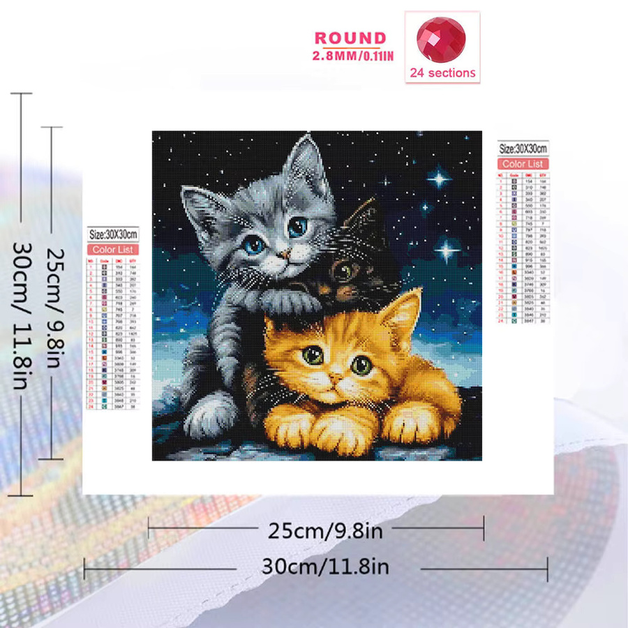 Potdemiel 5D Diamant Malerei Set Katze Cartoon Motiv als DIY Stickerei Kit für Kinder in Multicolour, B/H: 20 x 20 cm - Bild 3