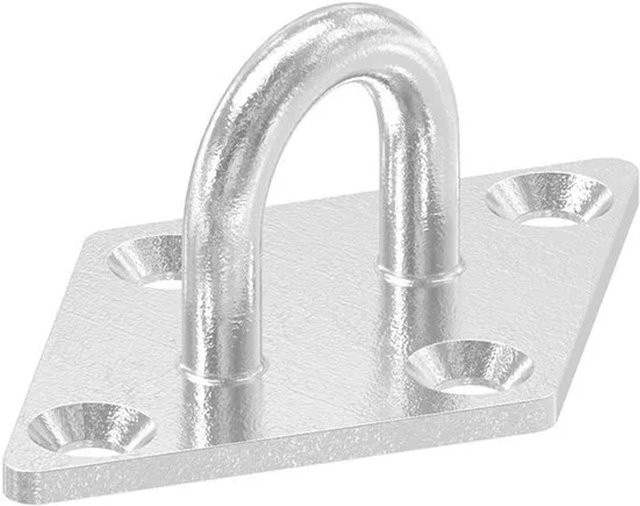 FeNau Befestigungsöse aus Edelstahl V4A in Silber mit quadratischer Platte und 4 Bohrungen, B/T: 18,0 x 18,0 cm, Durchmesser: 5 mm - Bild 1