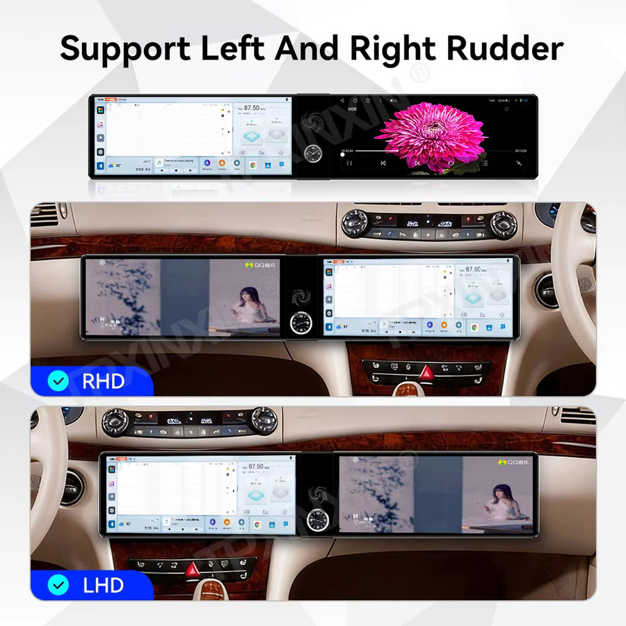 TPXINXIN Multimedia Autoradio mit 24,6 Zoll Display für Mercedes Benz E-Klasse CLS W211 (2005-2008) mit Android Auto, CarPlay und GPS in Schwarz - Bild 3