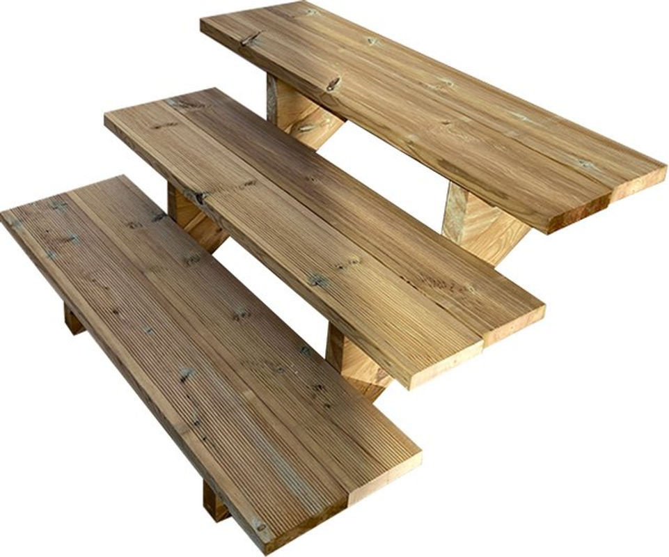 Vinuovo Gartentreppe aus Holz mit 3 Stufen, Breite: 100 cm, Höhe: 54 cm, ohne Setzstufen - Bild 1