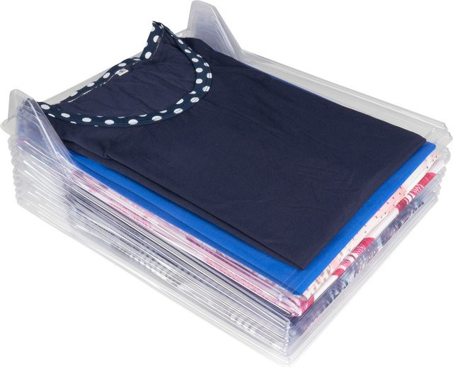 Genialo T-Shirt-Organizer aus Kunststoff, 10 Stück, transparent, stapelbar - Bild 1