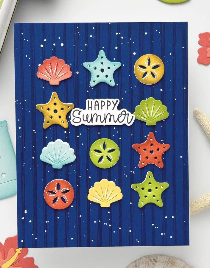 Metall-Stanzformen Strandblüten mit transparenten Stempeln für Scrapbooking, Prägung und DIY-Geschenkkarten - Bild 3