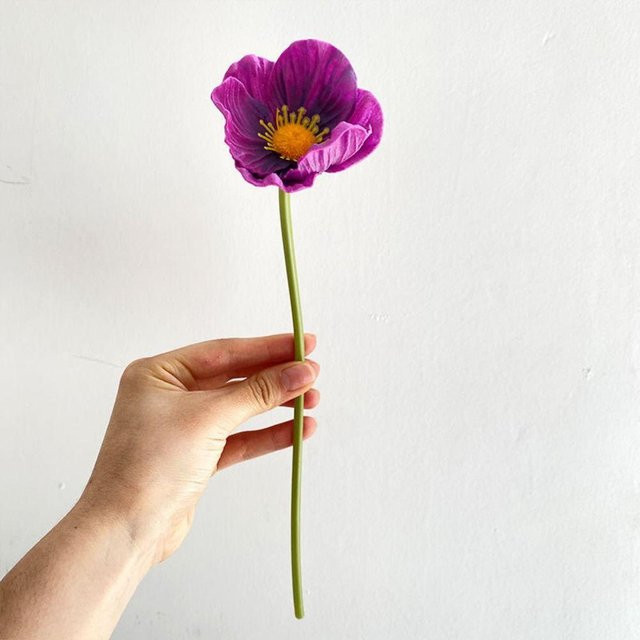 Vinde Home Handgefertigte künstliche Mohnblumen aus PU in Violett, Höhe: 29 cm - Bild 1