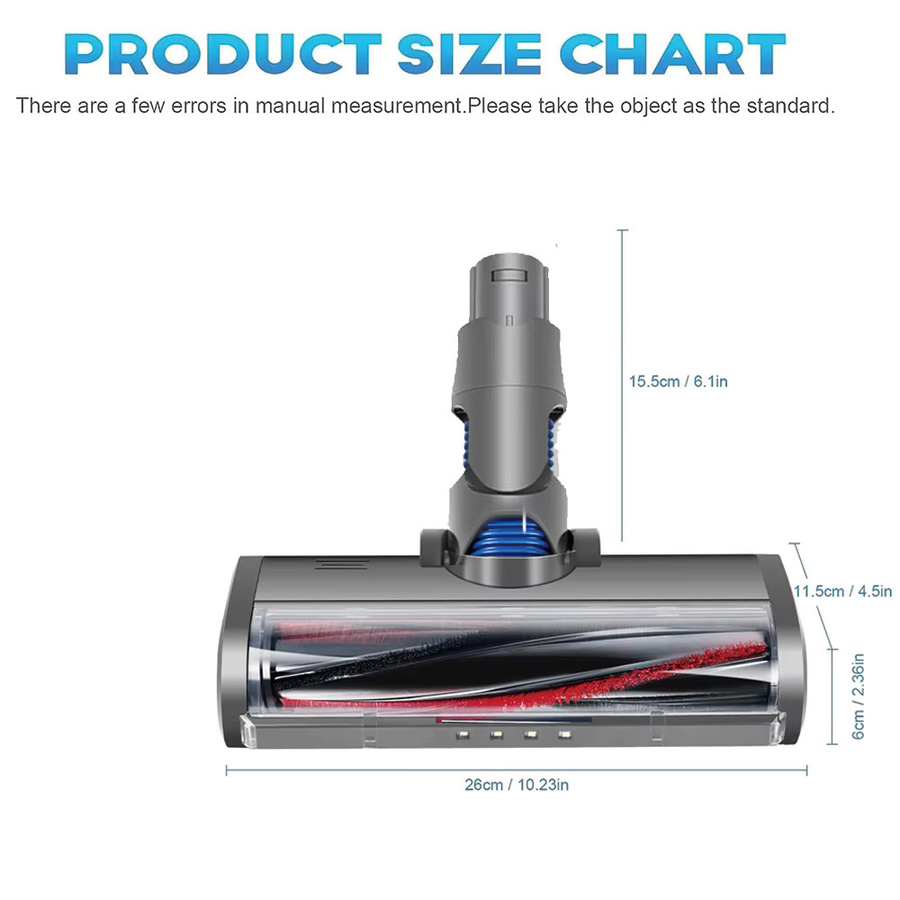 Elektrischer Turbo-Roller-Pinsel mit LED-Licht für Dyson V6 DC58 DC59 DC61 DC62, grau - Bild 2