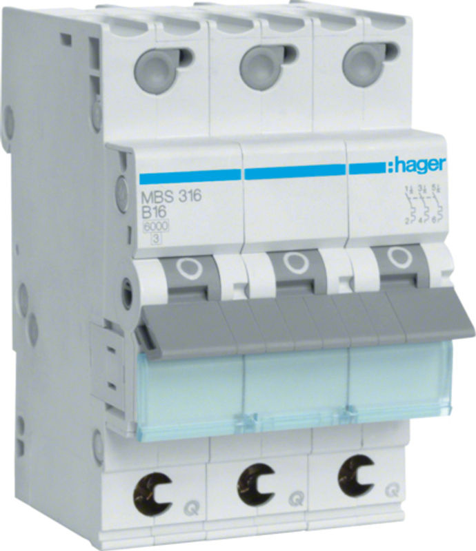 Hager Leitungsschutzschalter MBS316 3-polig 16A B-Charakteristik 3 Module - Bild 2