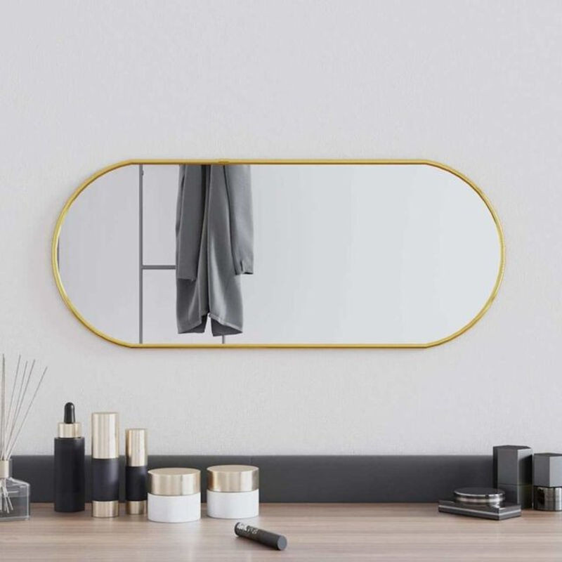 Ovaler Wandspiegel von vidaxl in Gold, minimalistische Dekoration, Breite: 60 cm, Höhe: 25 cm - Bild 1