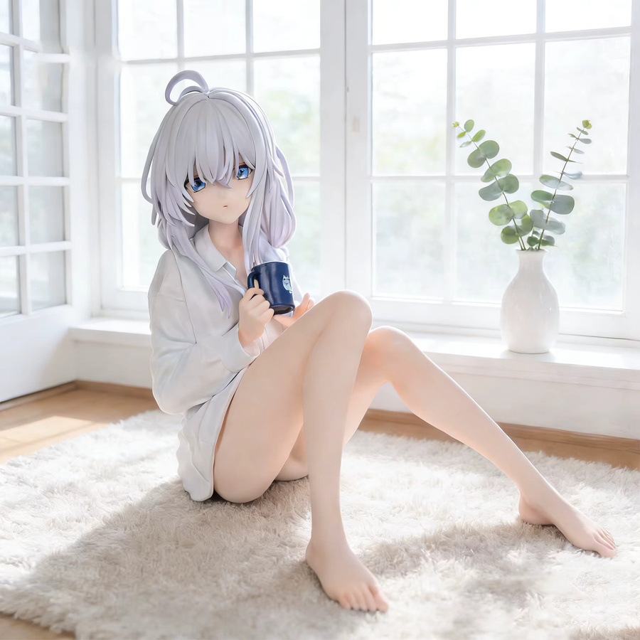 Bandai Die Reise von Elaina – Elaina sitzend im Pyjama, Anime-Mädchenfigur, Modellstatue, 11 cm - Bild 2